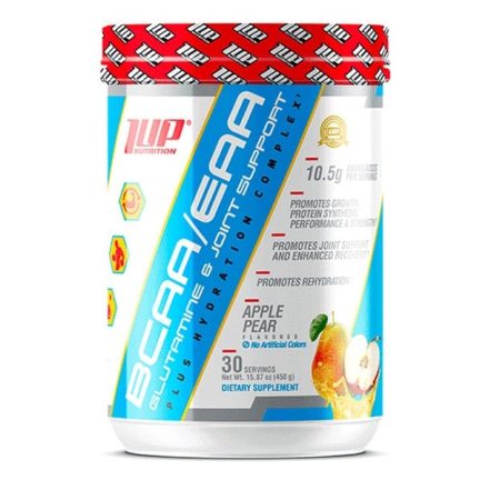 1Up Nutrition, BCAA/EAA, Glutamine et Soutien des Articulations et Hydratation, Pomme Poire, 450g