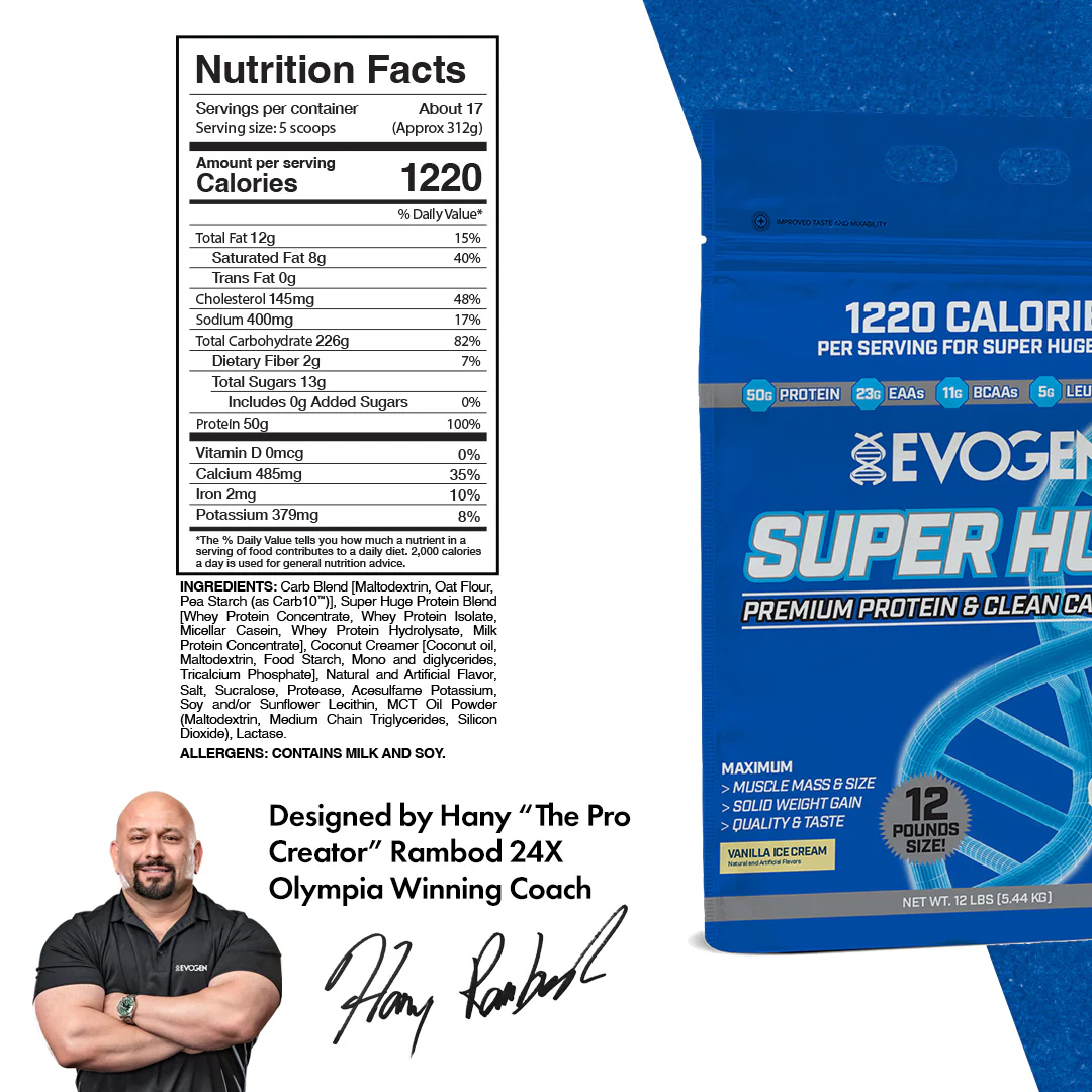 Evogen Nutrition, Super Huge, Vanilla, 5,44 kg - Image 3