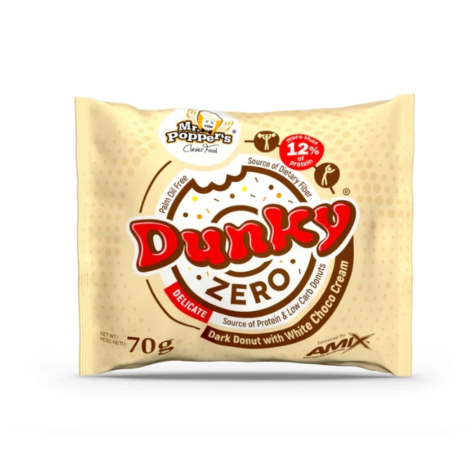 Amix Dunky Zero - Boîte de 20 x 70 g Donuts Protéinés Crème Chocolat Blanc - Image 2