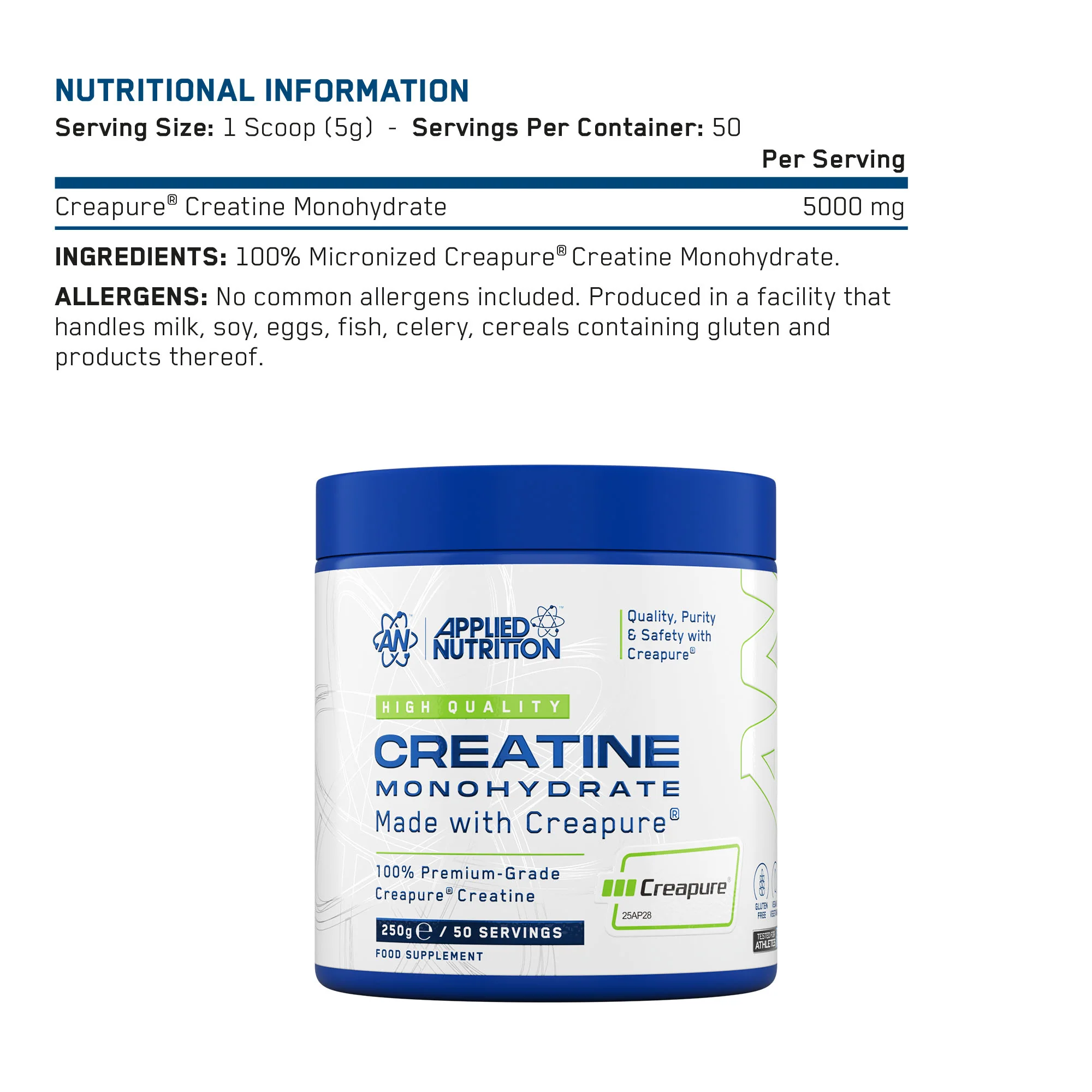 CREATINE CREAPURE APPLIED NUTRITION 250G – Image 2