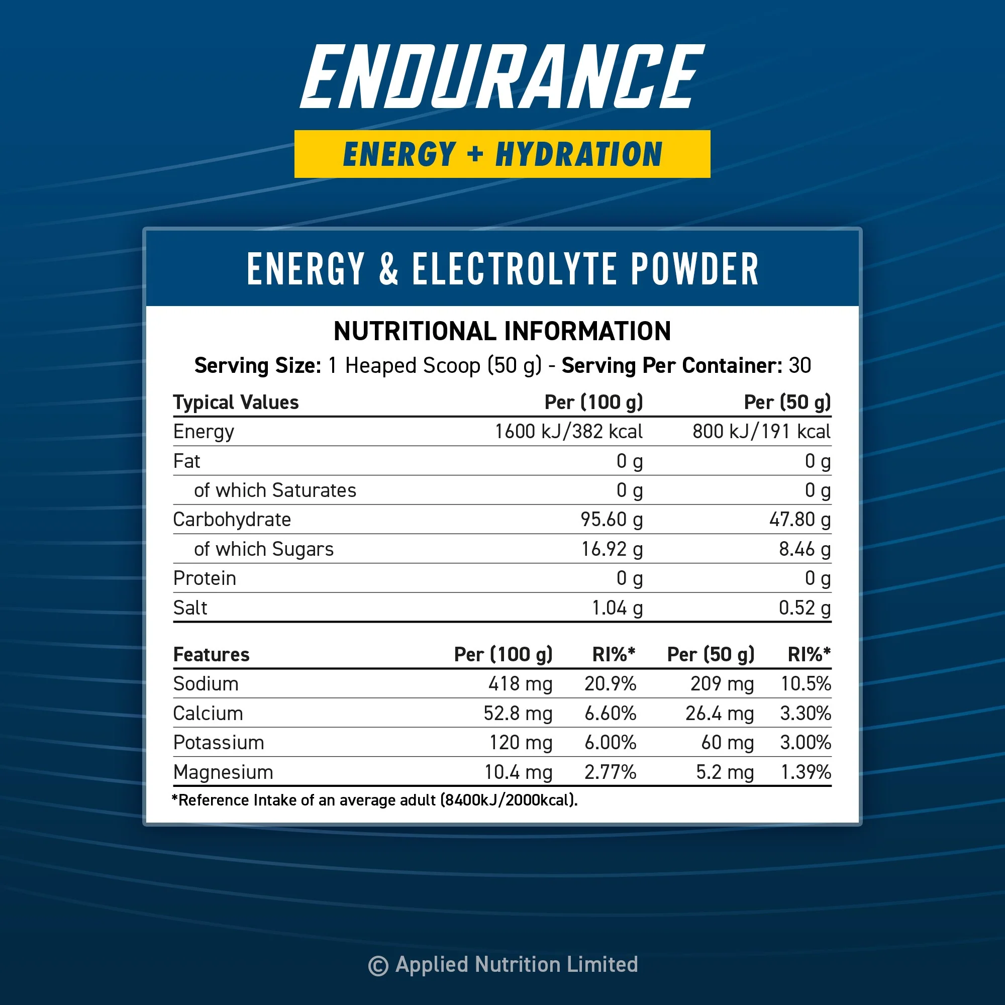 Endurance Energy & Hydration Powder 1.5kg – 30 Portions | Applied Nutrition - Image 2