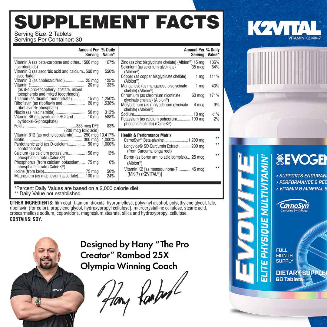 Evogen Nutrition, Evovite Multivitamin 60 Tablets - Image 2
