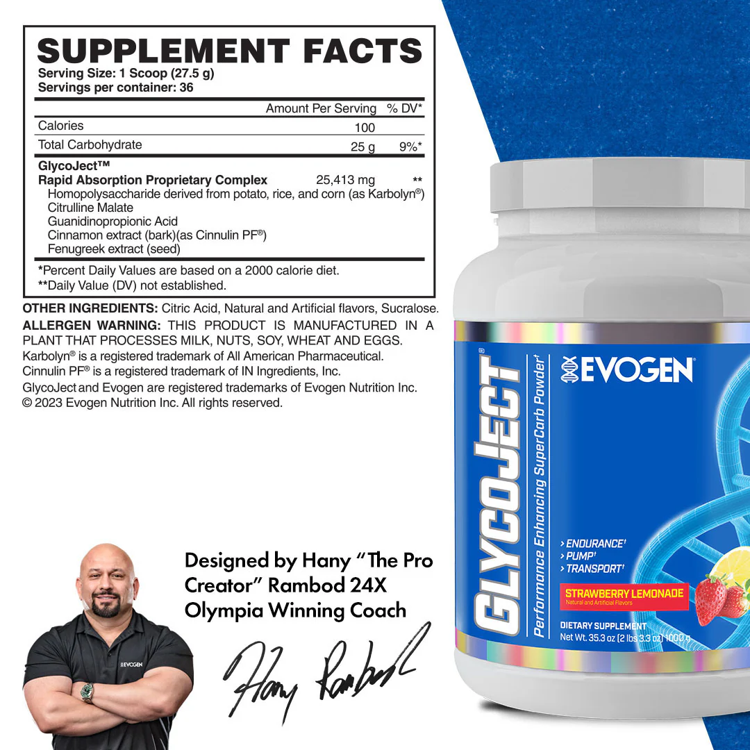 Evogen, GlycoJect, Complexes Carbs Premium, Strawberry, 1kg - Image 3
