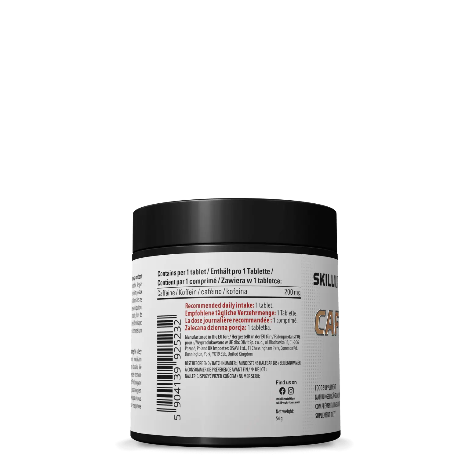 Skill Nutrition, Caffeine 200 mg - 120 tablets - Image 2