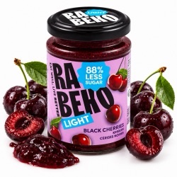 Confiture Cerise Noire Zéro Rabeko 225g - Sans Sucre, Sans Calories