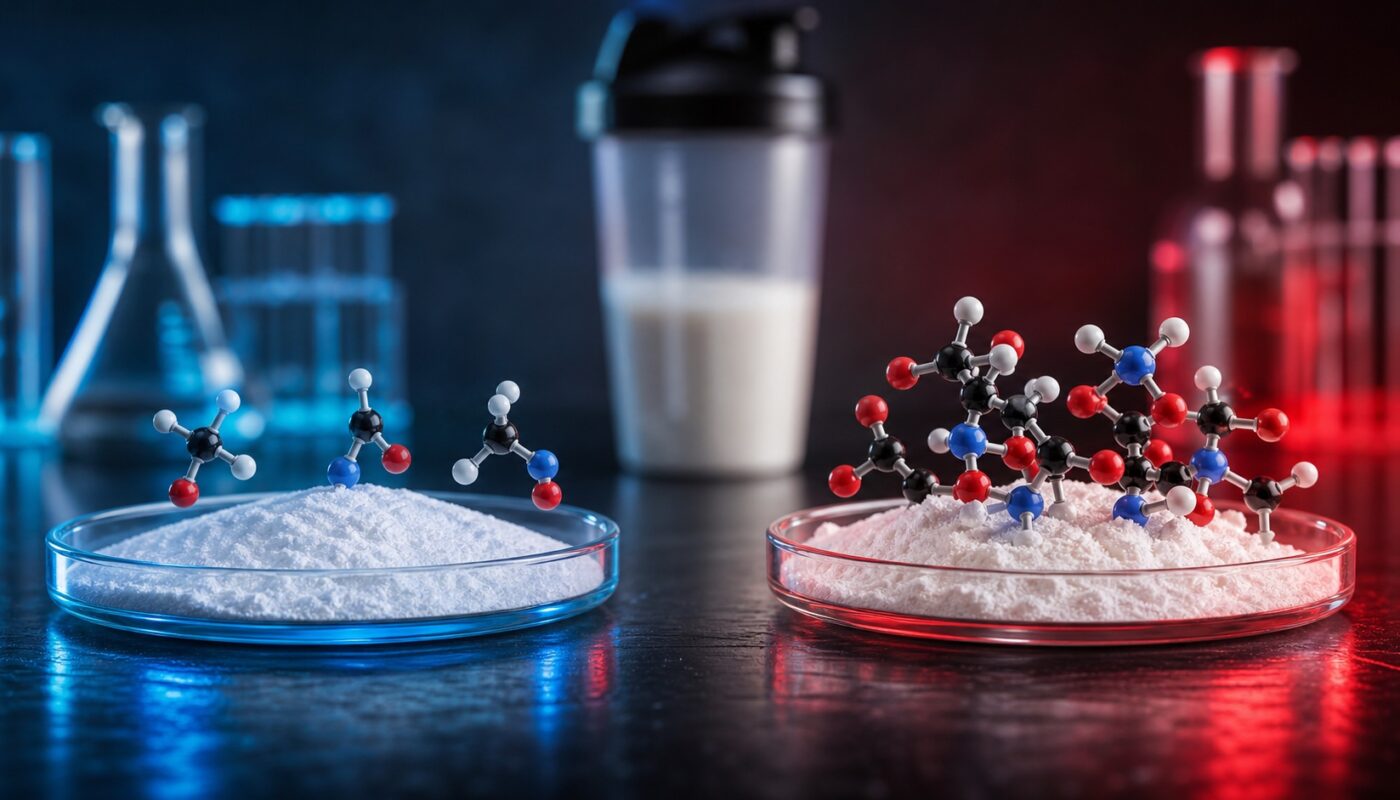 Comparaison visuelle de deux formulations d’acides aminés