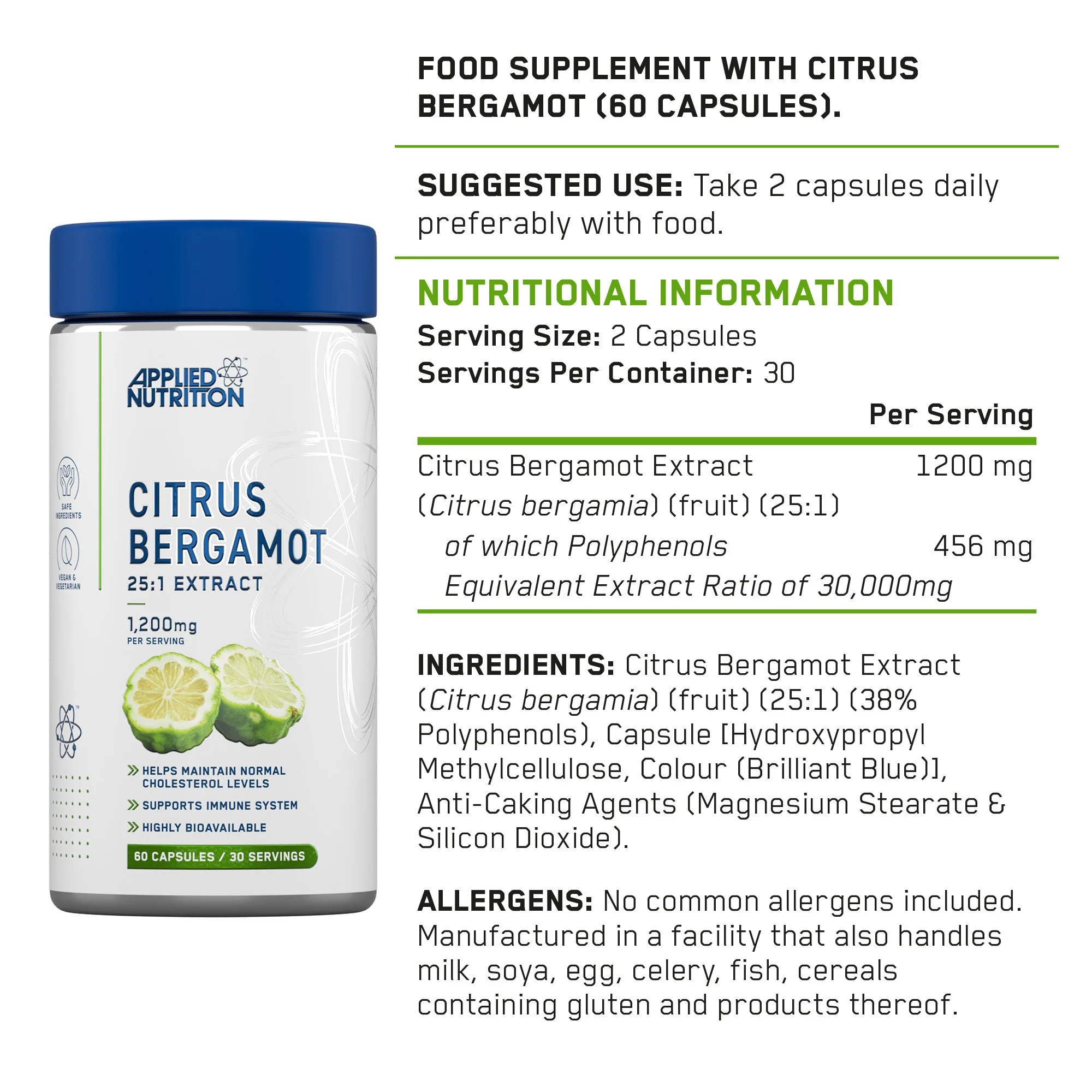 CITRUS BERGAMOT, APPLIED NUTRITION 30SERVINGS – Image 2