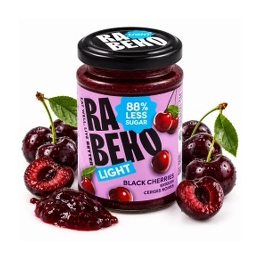 Confiture Cerise Noire Zéro Rabeko 225g - Sans Sucre, Sans Calories