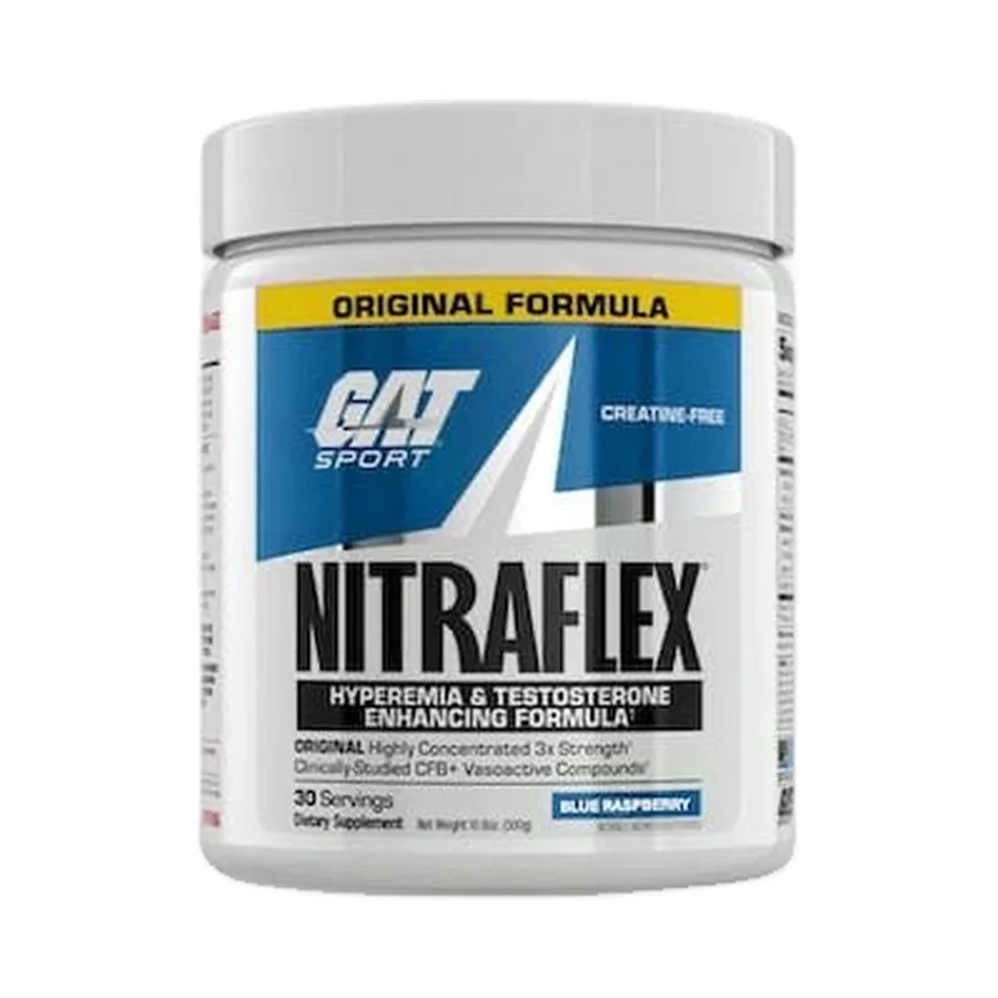 GAT SPORT, NITRAFLEX, PRE WORKOUT 30 SERVINGS, BLUE RASPBERRY