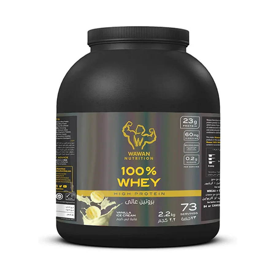 Wawan Nutrition, 100% Whey Protein, 2.2kg, Vanilla Ice Cream