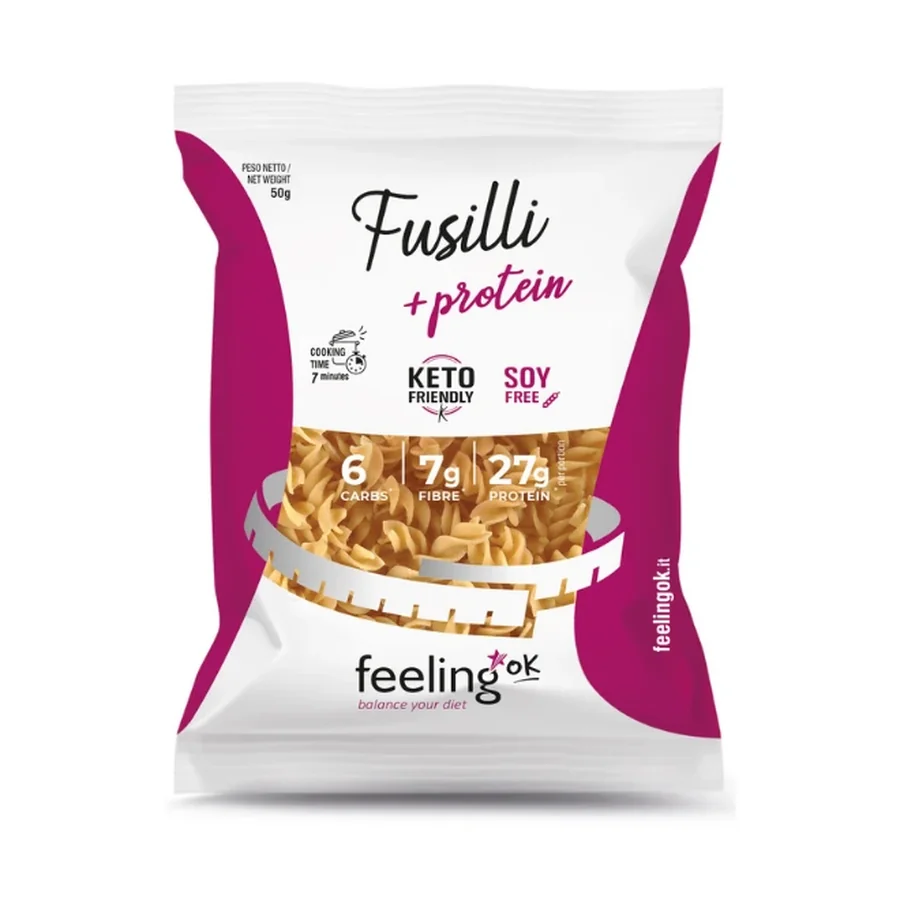 Feeling Ok, Pâtes Fusilli, 55% de Protein, 50g