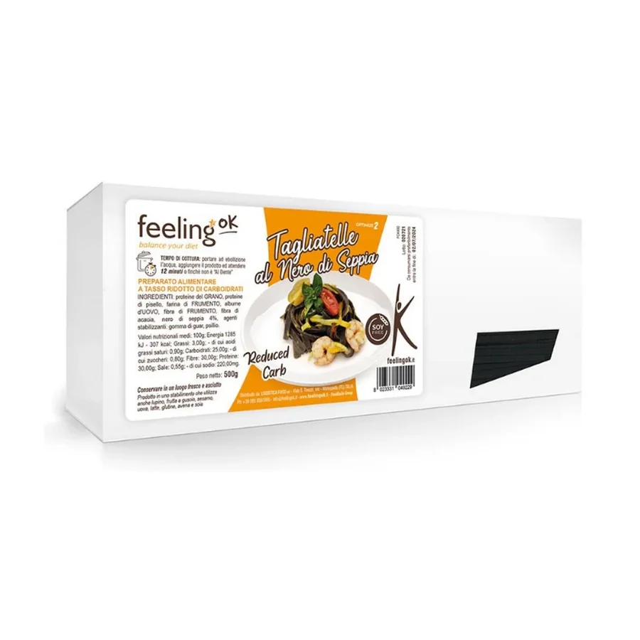 Feeling Ok, Tagliatelle à l'Encre de Seiche, 30% de Protein, 500g
