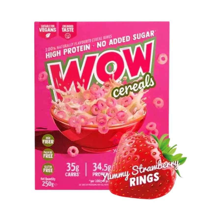Wow Cereal - Cereals protéinées Saveur Fraise - 250g