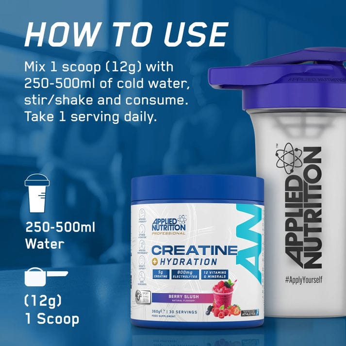 Applied Nutrition, Creatine + Hydration, 5g creatine, 800mg electrolytes, 12 vitamins and minerals