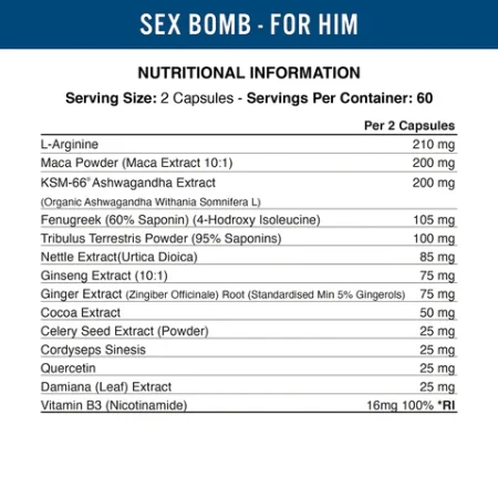 Applied Nutrition Sex Bomb For Him 120 Capsules