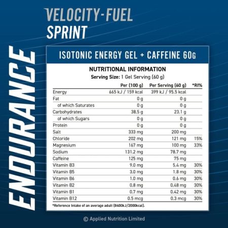 Energy Gel, Endurance Isotonic Electrolytes  Applied Nutrition 60G