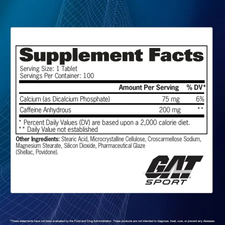 GAT Sport,Cafféine 200MG – 100 comprimés