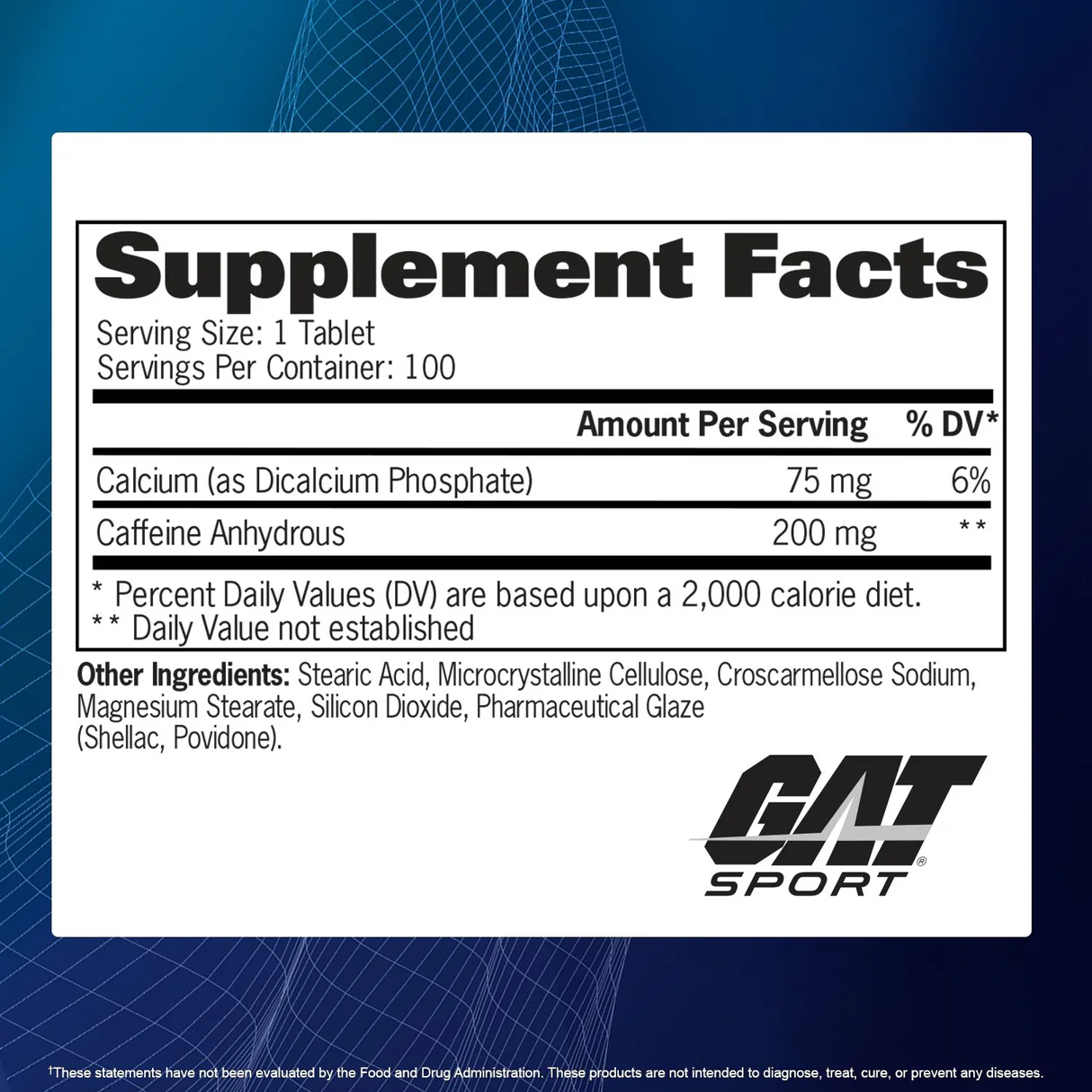 GAT Sport, Caffeine 200 mg – 100 tablets