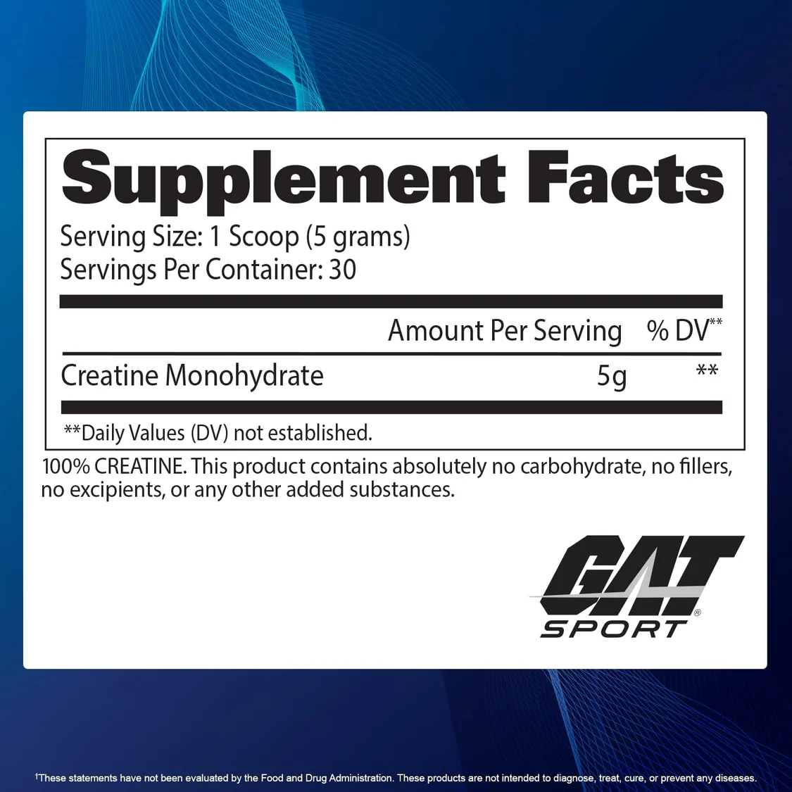 GAT SPORT, Creatine Monohydrate, 300g, 60 servings