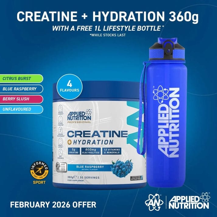 Applied Nutrition, Creatine + Hydration, 5g creatine, 800mg electrolytes, 12 vitamins and minerals